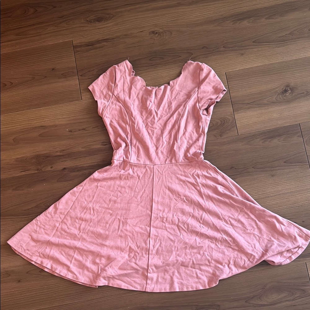 Pink Dress with scallop neckline